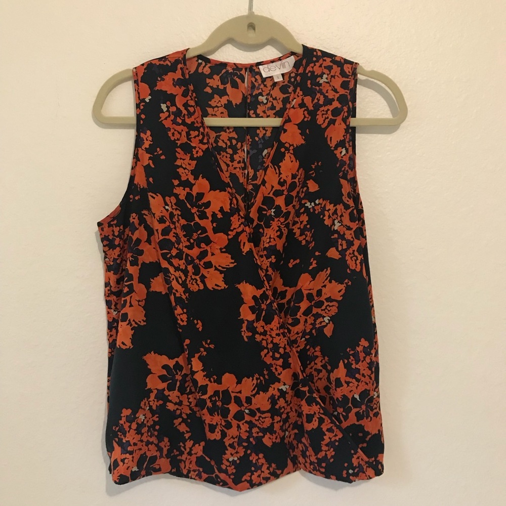 Devlin Sleeveless Polyester Blouse Size S Wrap Style Front, Open Back